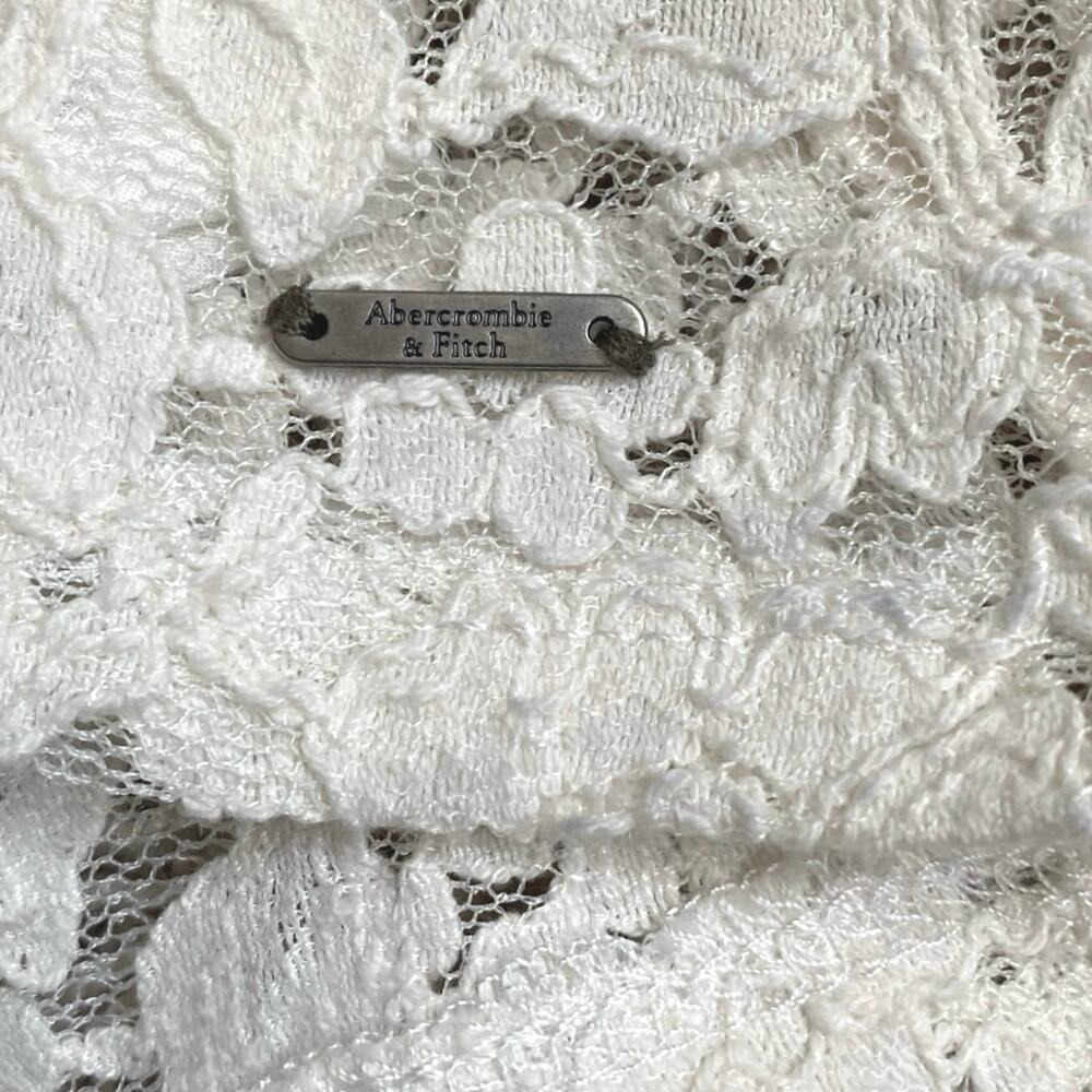 ABERCROMBIE & FITCH Ivory Lace Mini Dress Size L Y2K Babydoll Romantic Festival - Picture 8 of 10